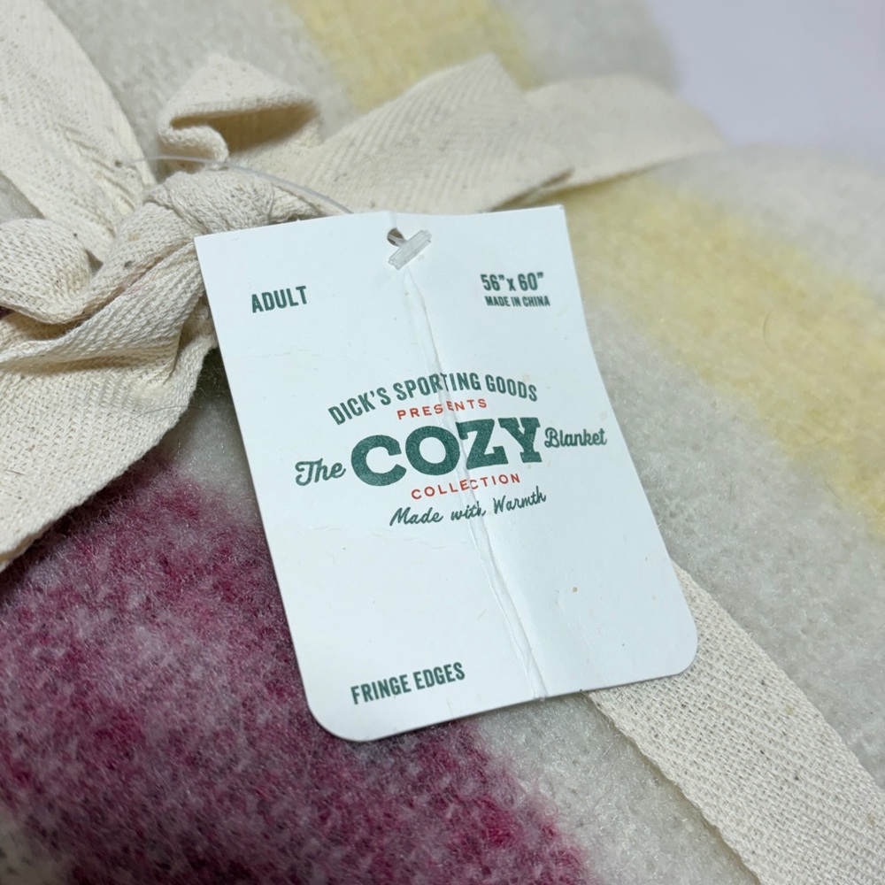Dicks sporting goods cozy fringe striped blanket throw NWT - Picture 3 of 6